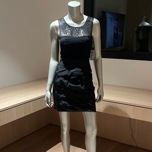 BCBGMaxAzria Black Mini Dress with Embellished Neckline NWT